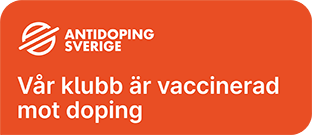 Orange logga som garanterar att klubben är antidoping vaccinerad